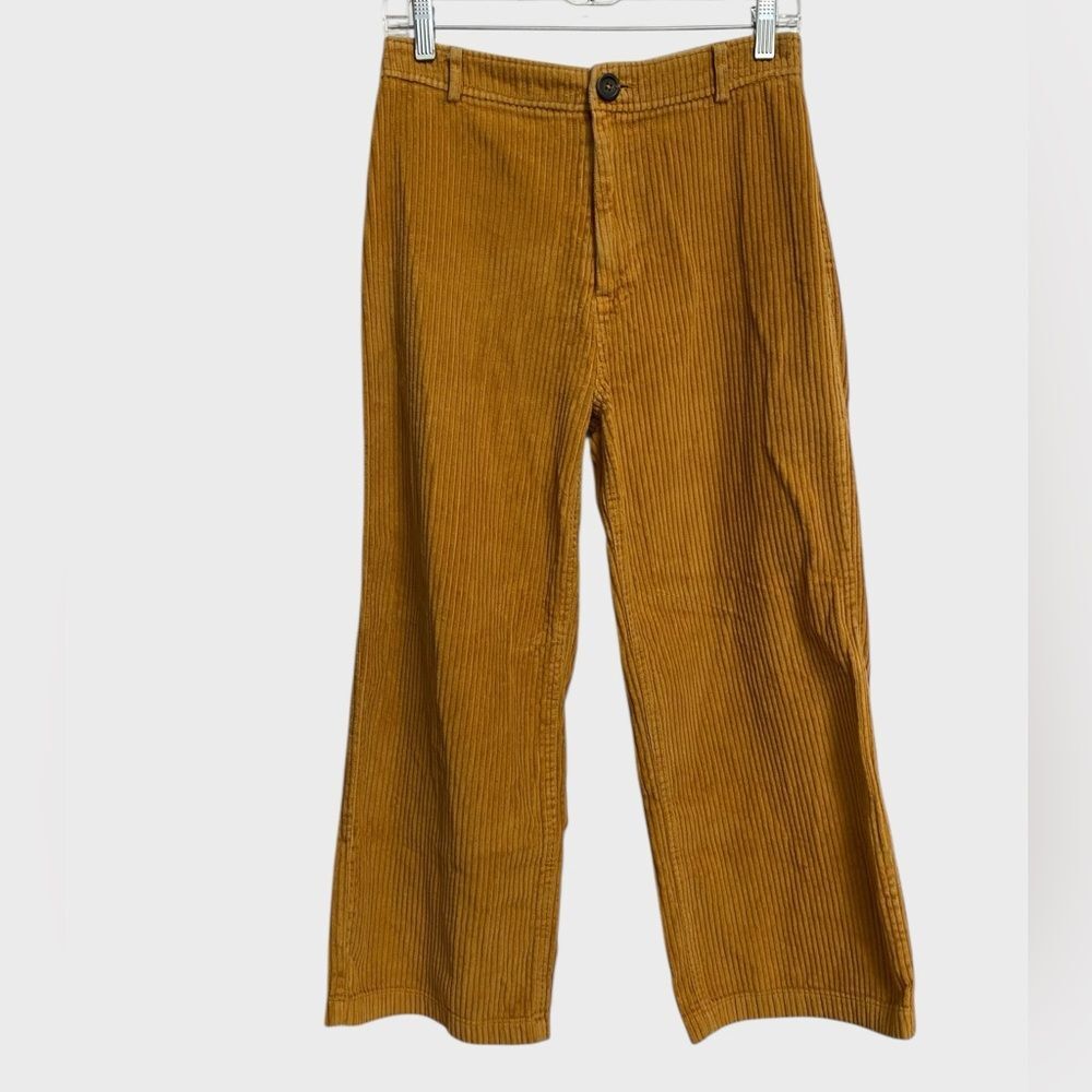 Amuse Society Wide Leg Crop Corduroy Pants Women's Size 27 Mustard Yellow Preppy